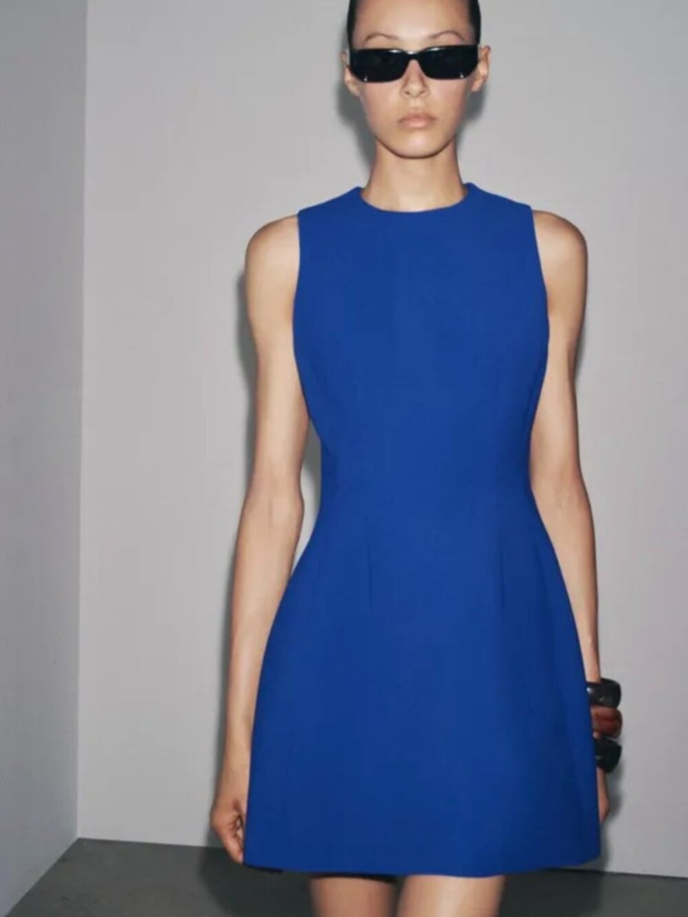 Zara ZW Collection Short Voluminous Dress Electric Blue 3123/281/446 Size M